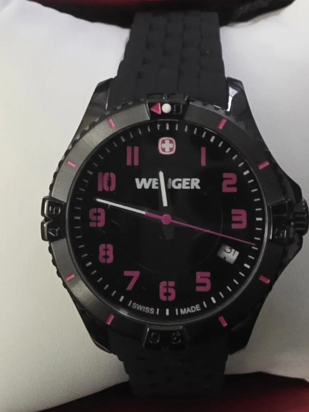 Wenger Black Watch with Pink Accents